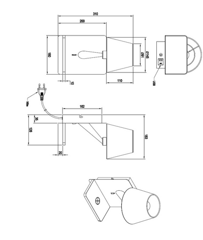 Seinävalaisin TRIO Comfort E14 mattamusta latausasemalla