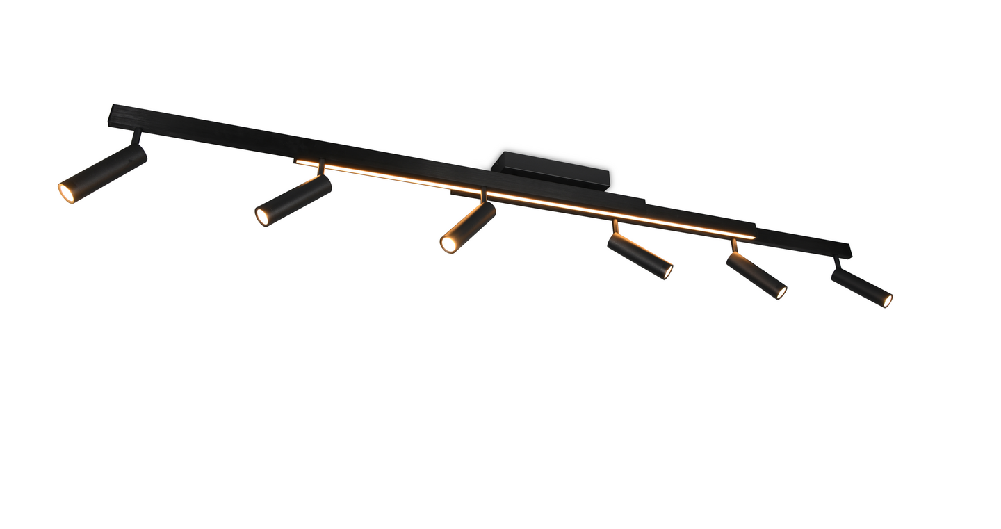 Spottivalaisin TRIO Zeno 6xled 5,5W 650lm + led 18W 220LM 6-os mattamusta