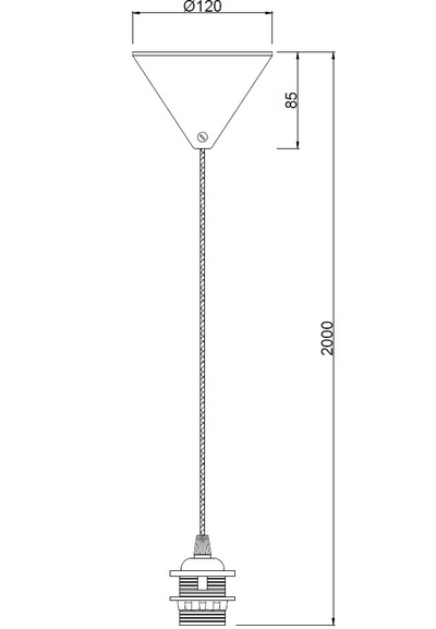 Valaisinripustusjohto TRIO Sala E27 2m valkoinen tekstiilijohdolla