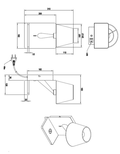 Seinävalaisin TRIO Comfort E14 mattavalkoinen latausasemalla