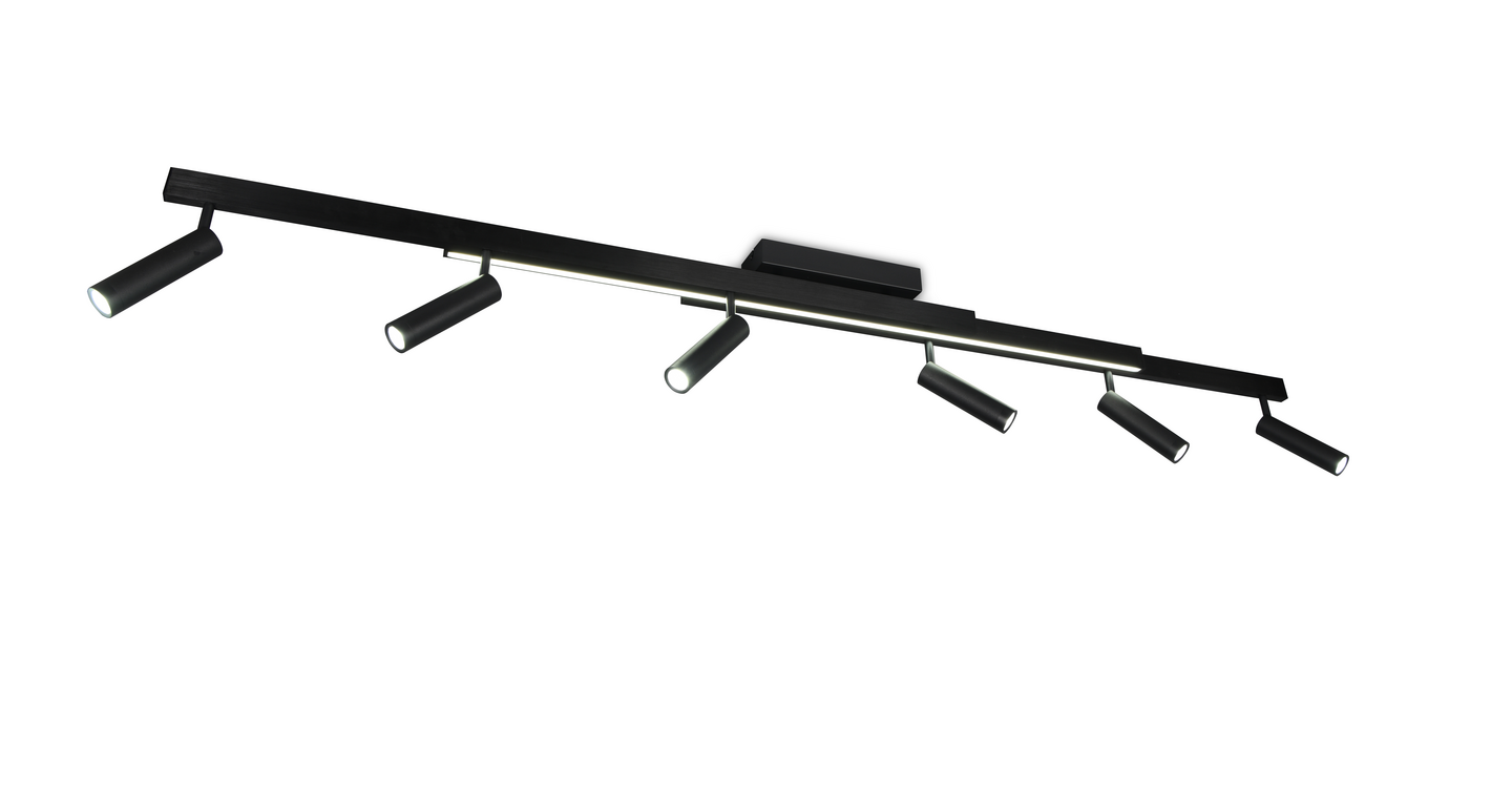 Spottivalaisin TRIO Zeno 6xled 5,5W 650lm + led 18W 220LM 6-os mattamusta