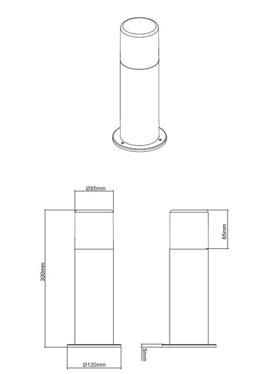 Pylväsvalaisin TRIO Hoosic E27 30cm mattamusta