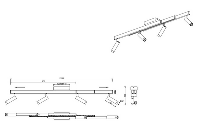 Spottivalaisin TRIO Zeno 4xled 5,5W 650lm + led 12W 1500LM 4-os mattamusta