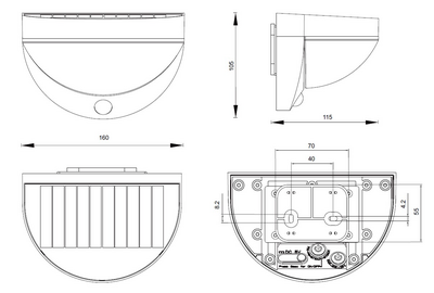 Aurinkokennovalaisin TRIO Cobre Hybrid led 8W 850lm mattamusta
