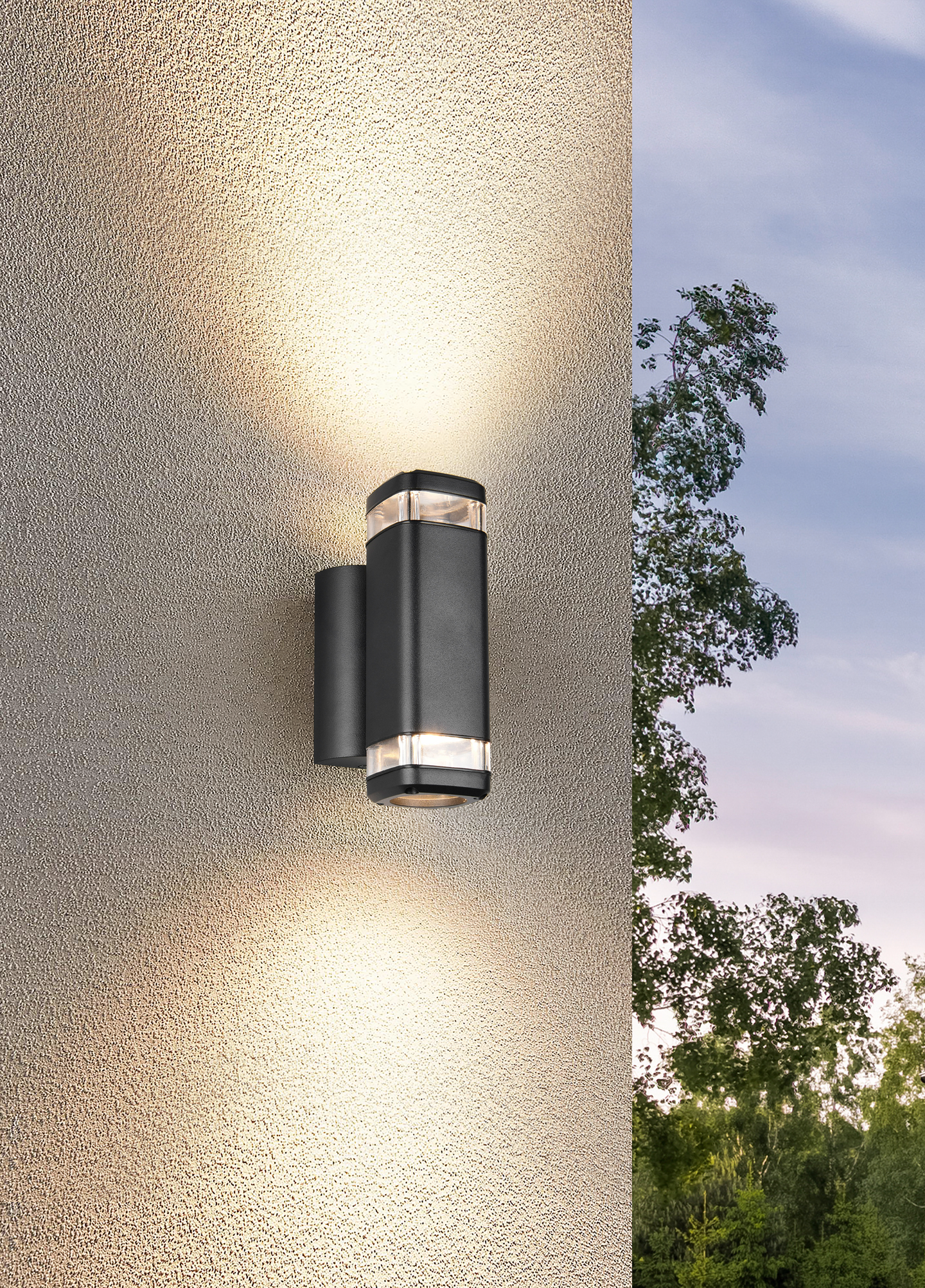 Ulkoseinävalaisin TRIO Barcelo 2xGU10 mattamusta