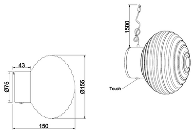 Seinävalaisin TRIO Earl led 1,5W 140lm meripihka ladattava