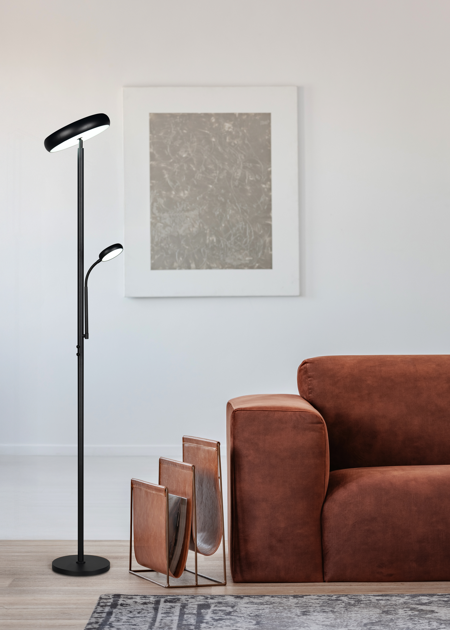 Lattiavalaisin TRIO Palermo led 5W 500lm mattamusta lukuvalolla