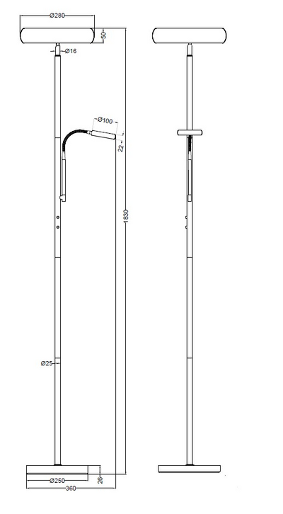 Lattiavalaisin TRIO Palermo led 5W 500lm harjattu teräs lukuvalolla