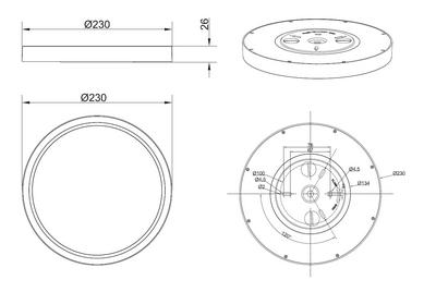 Kattovalaisin TRIO Draco led 18W 2300lm 23cm 3CCT SwitchDim musta