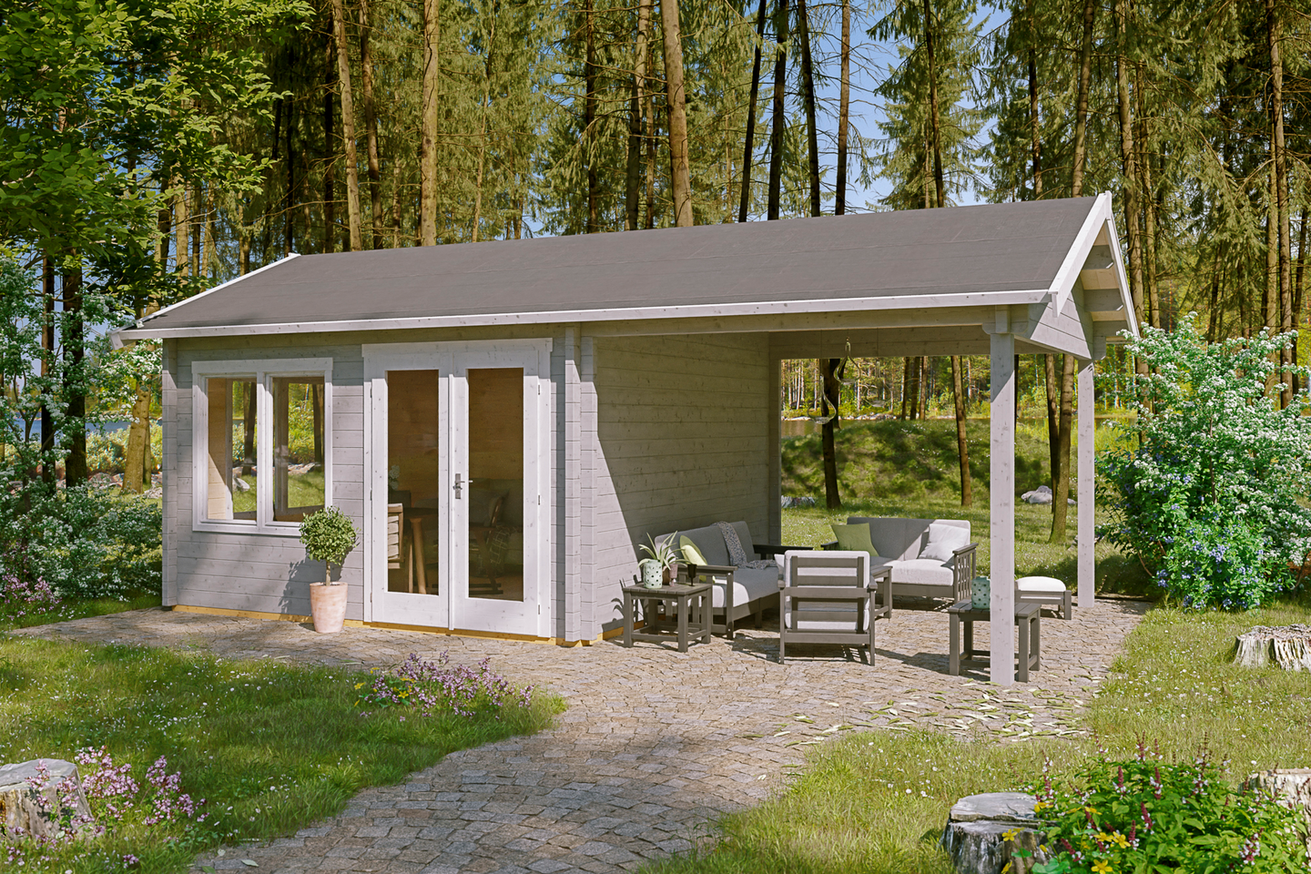 Pihatalo ja katos Vikersund 15,2m2 + 11,4m2