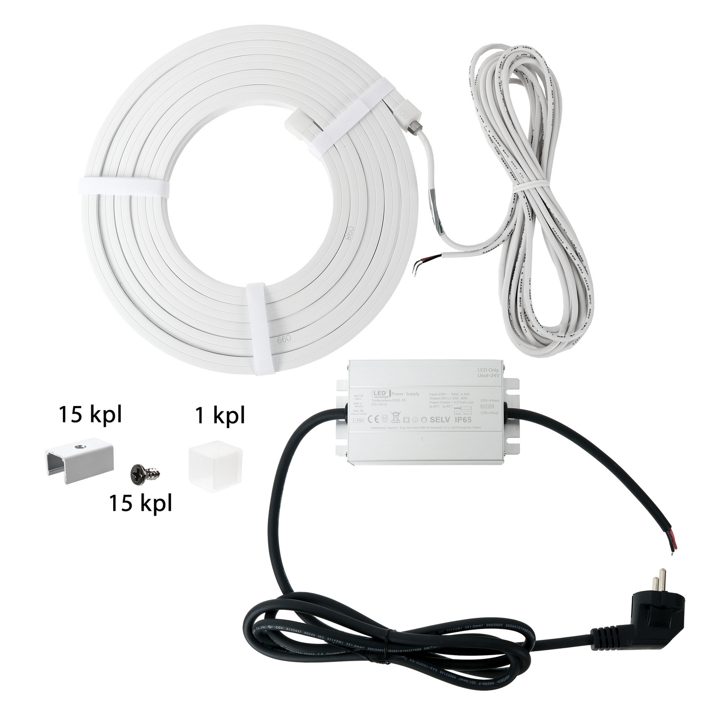 Led-valonauhasetti Led Energie Inari 2,5m ulkotiloihin 3000K IP44/IP65 550lm