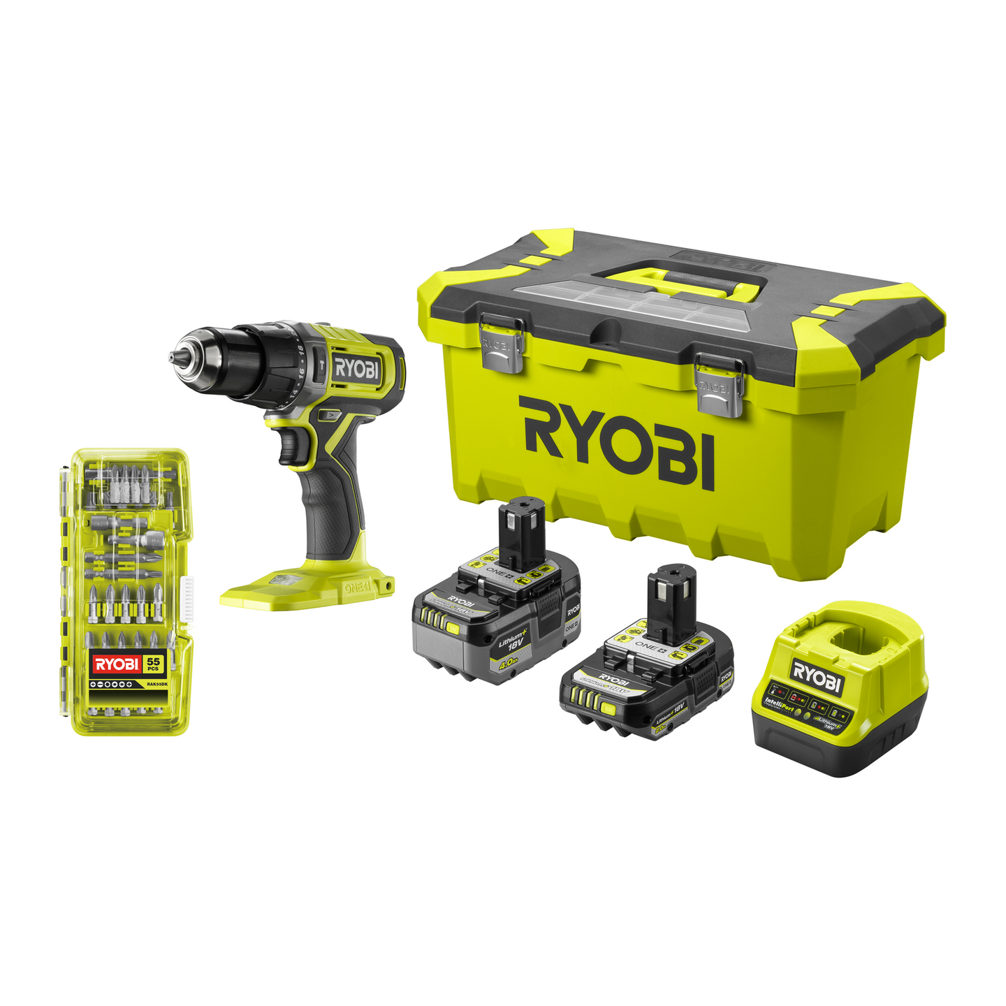 Iskuporakone Ryobi RPD18-2C42TA55 18V ONE+ 2,0Ah + 4,0Ah työkalupakissa
