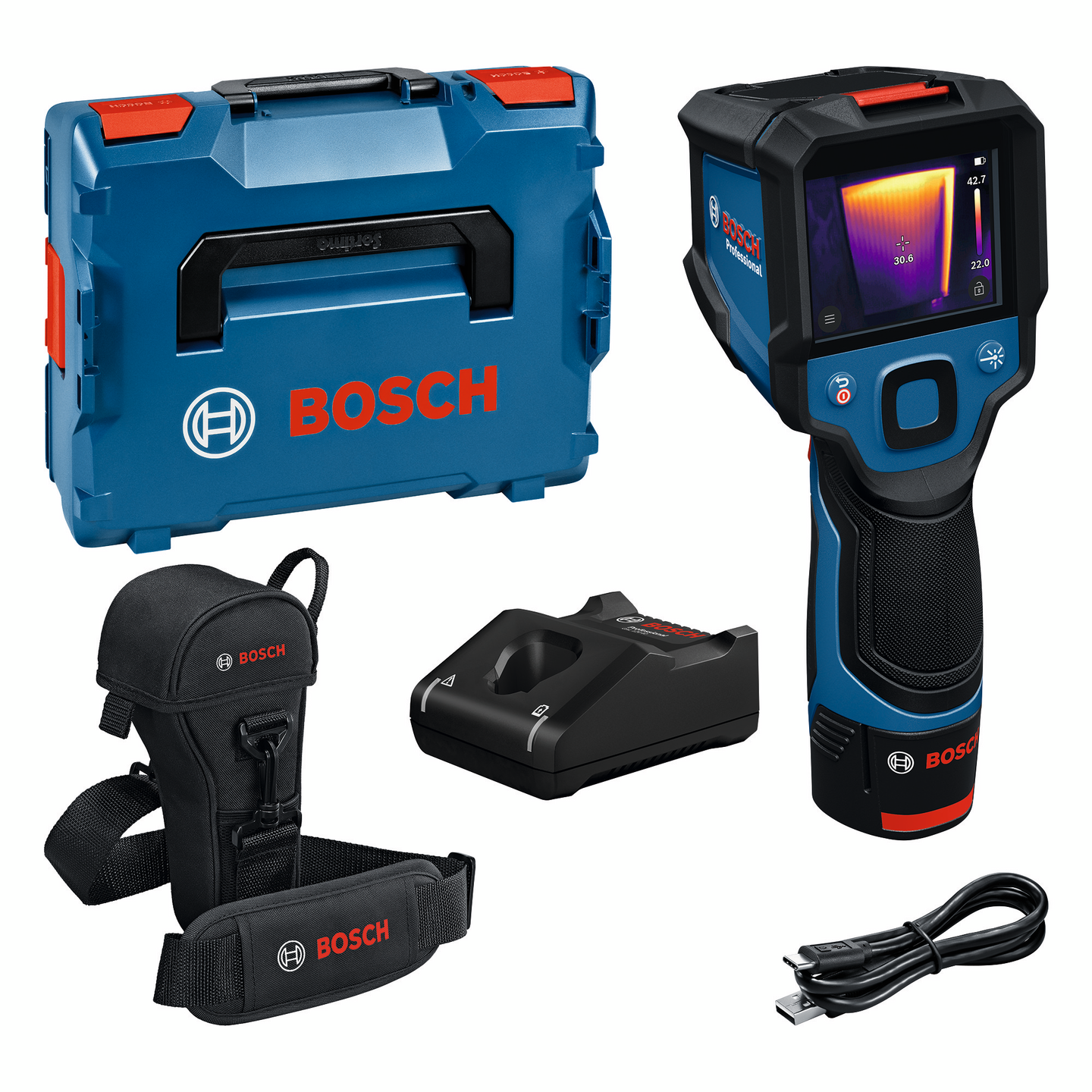 Lämpökamera Bosch GTC 12V-450-13 1x2Ah ja L-Boxx