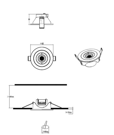 Uppospotti TRIO Lamont led 6,5W 650lm mattamusta