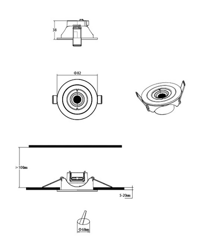 Uppospotti TRIO Lamont led 6,5W 650lm 4000k mattamusta