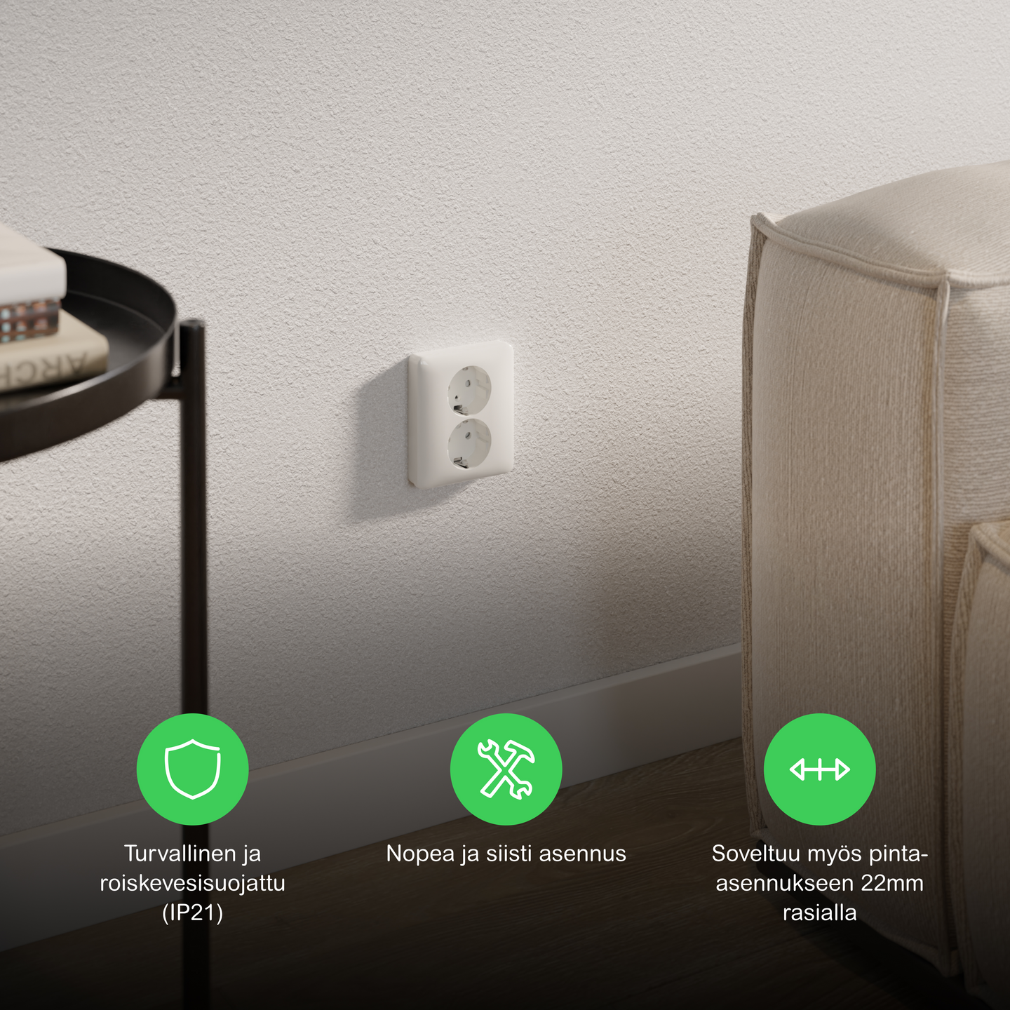 Pistorasia Exxact 2S/16A/IP21 0X upj valkoinen