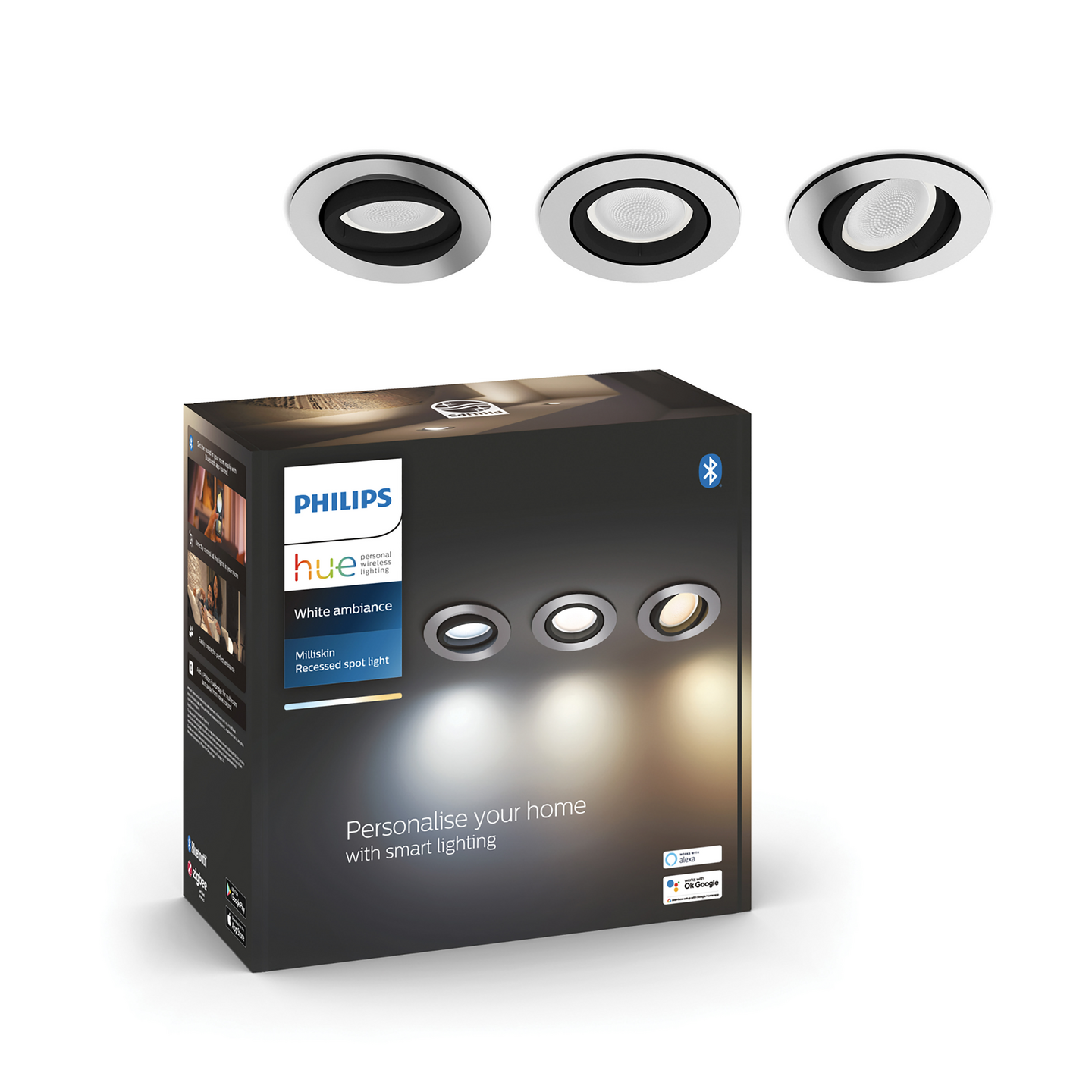 Uppospotti Philips Hue Milliskin 3x4.2 W 1200l 2200-6500K Valkoinen