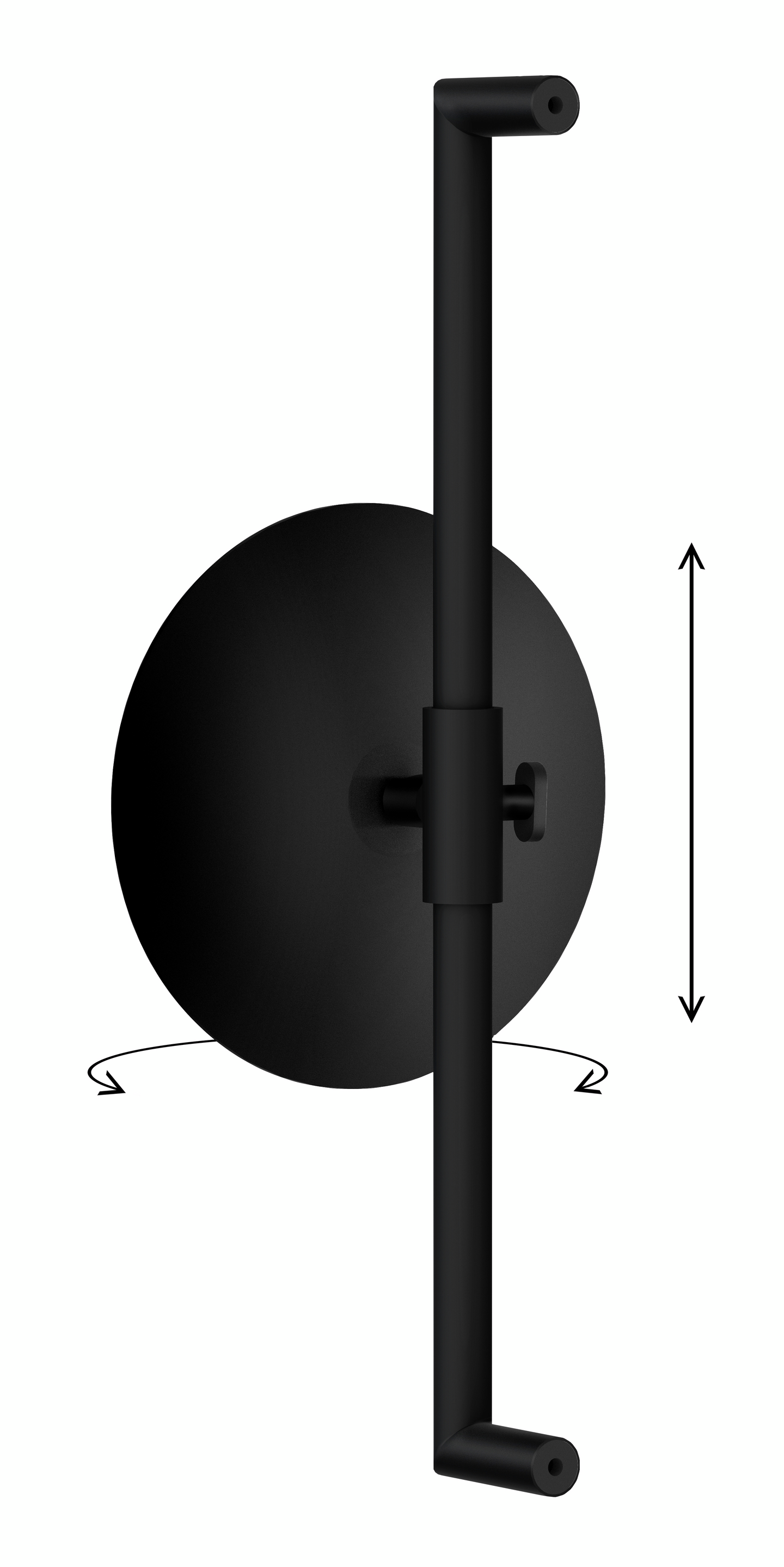Meikkipeili tangossa säädettävä korkeus  Smedbo Outline FB493 mattamusta. X7
