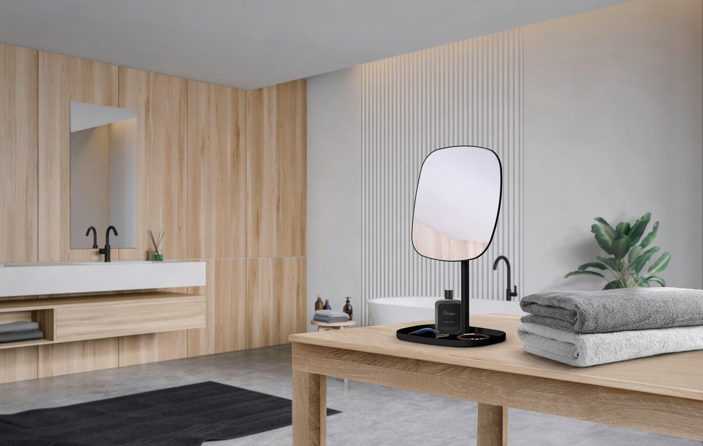 Meikkipeili vapaasti seisova säilytystasolla Beslagsboden BB576  musta X7