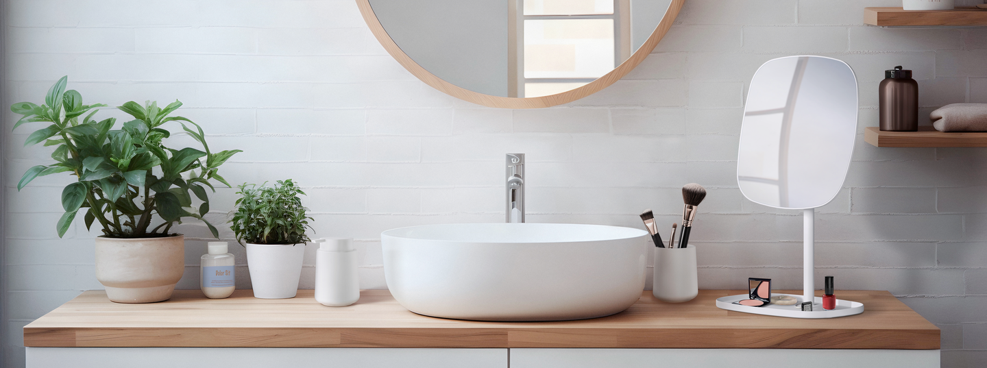 Meikkipeili säilytystasolla Beslagsboden BX576 valkoinen  X7