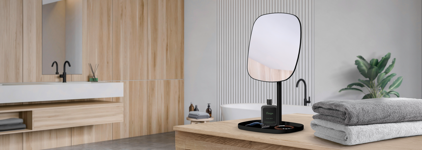 Meikkipeili vapaasti seisova säilytystasolla Beslagsboden BB576  musta X7