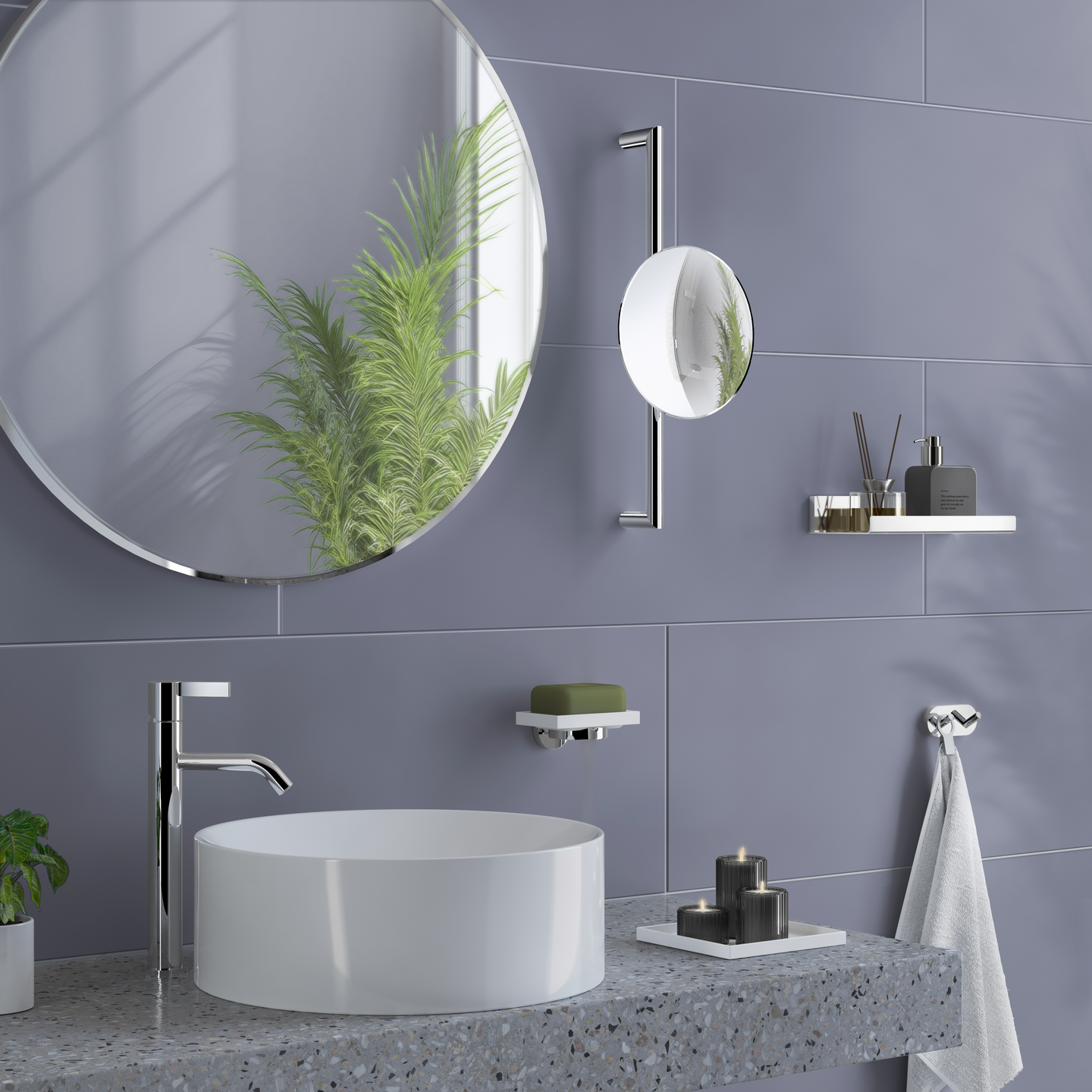 Meikkipeili tangossa säädettävä korkeus Smedbo Outline FK493 kromi  X7