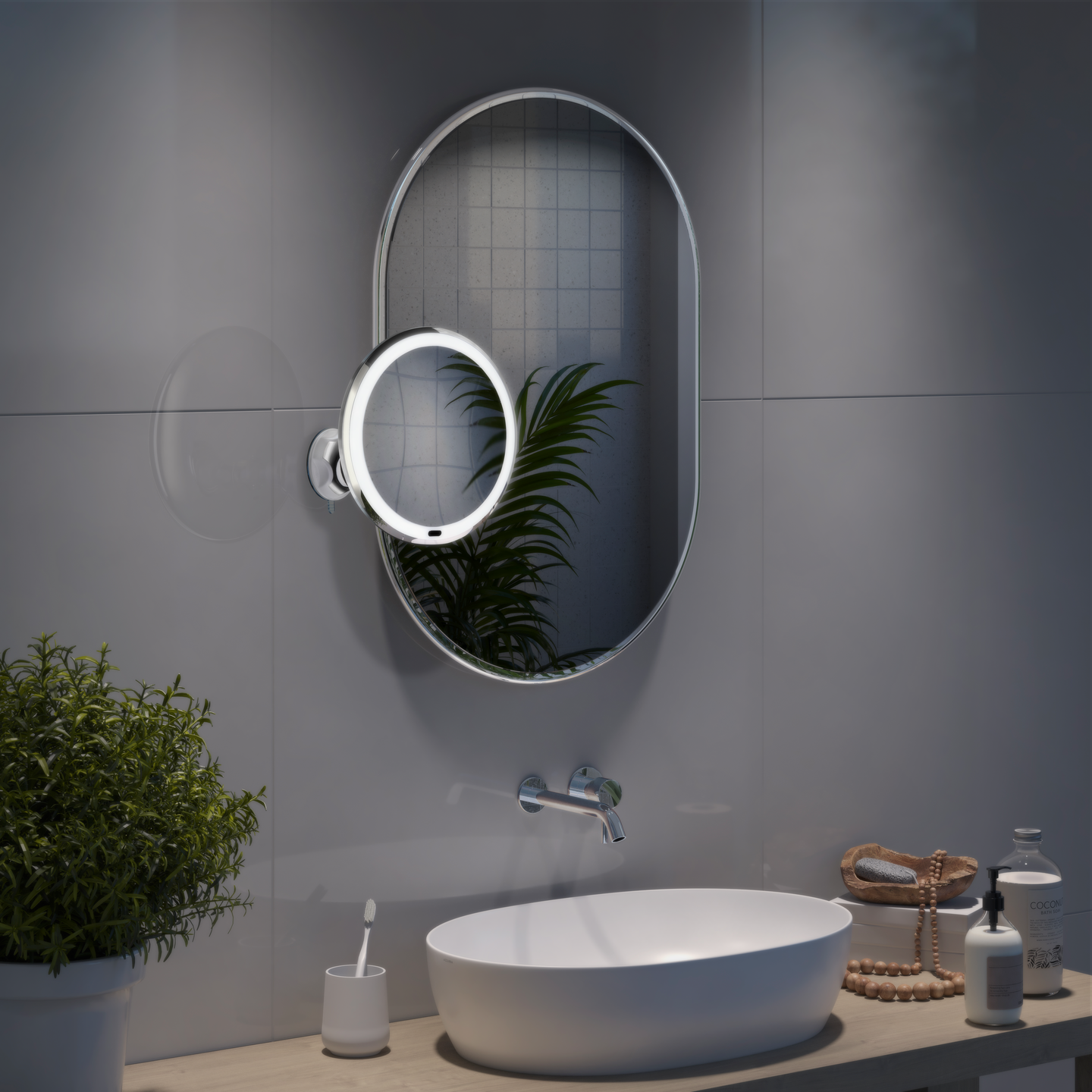 Meikkipeili imukupilla Beslagsboden Z630 kromattu LED X7