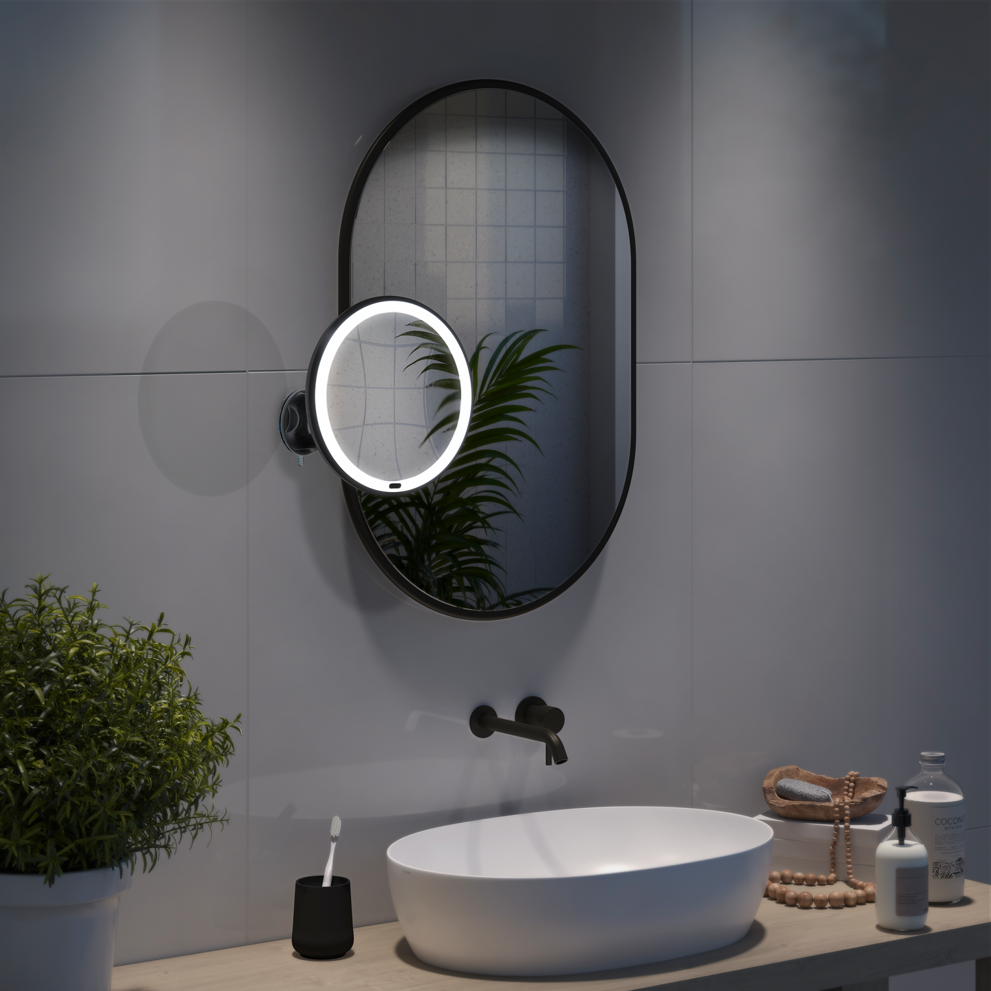 Meikkipeili LED imukupilla Beslagsboden ZB630 musta  X7 