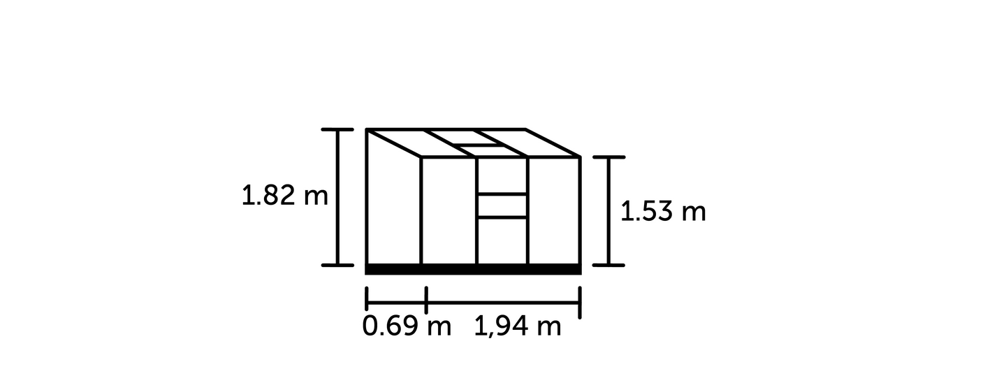Kasvihuone Halls Altan 1,3 seinustalle, vihreä alumiinirunko 4 mm kennolevyllä