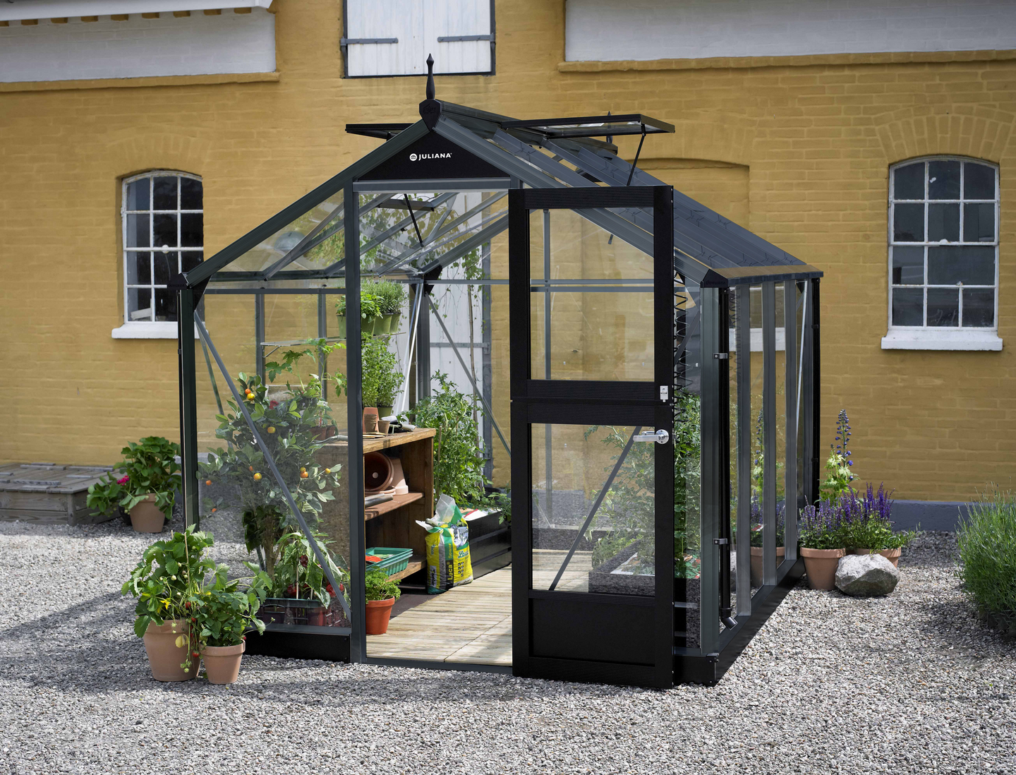 Kasvihuone Juliana Compact 6,6 antrasitharmaa alumiinirunko karkaistu lasi