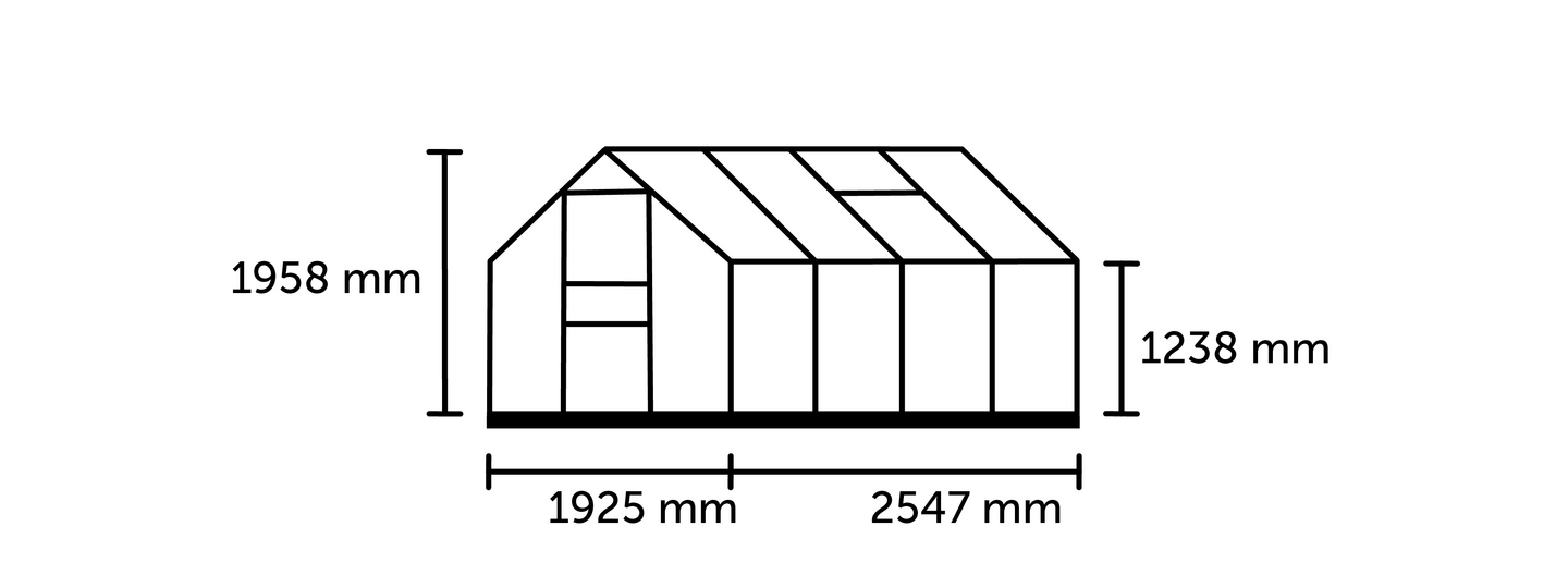 Kasvihuone Halls Popular 5,0 vihreä alumiinirunko 4 mm kennolevyllä