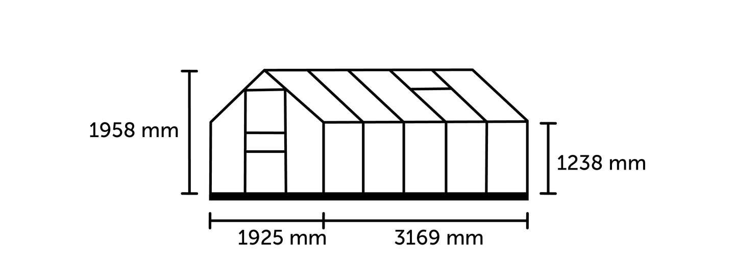 Kasvihuone Popular 6,2m² musta alumiinirunko