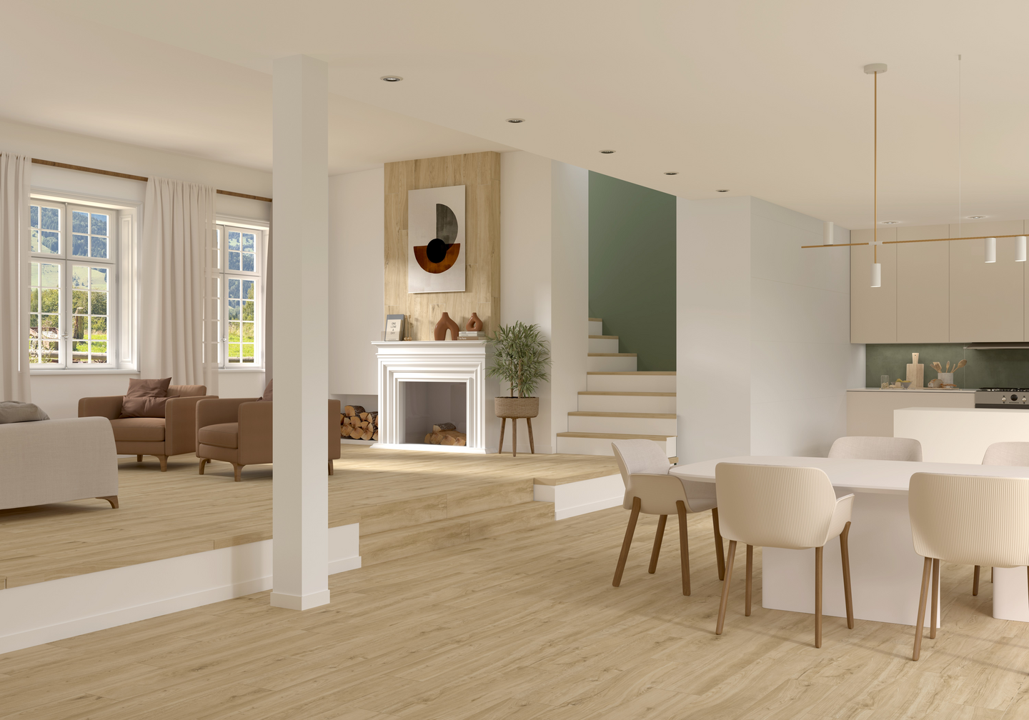 Lattialaatta Cello Cr.Rovere 20x120 hunaja matta RT 1,68m²