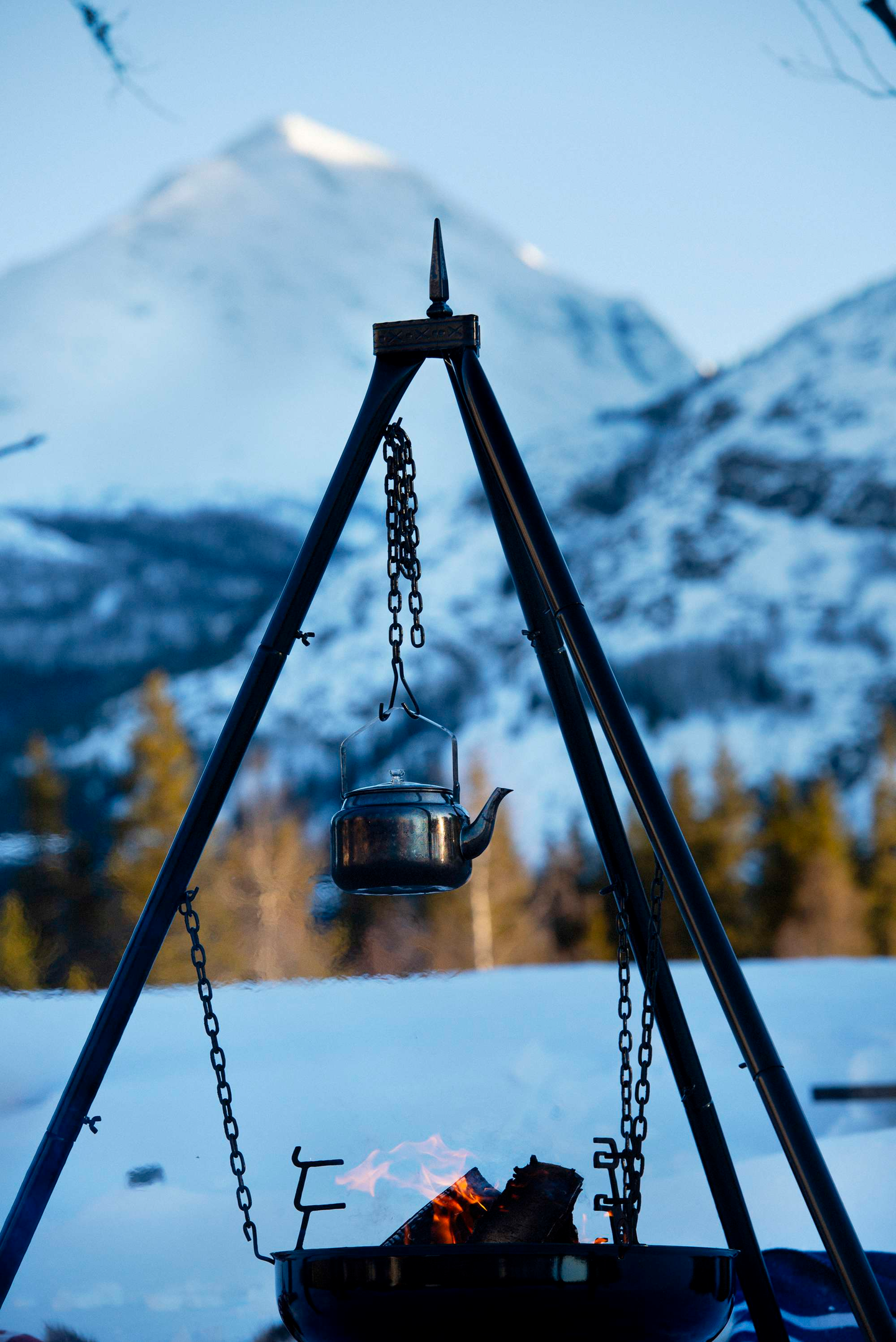 Ripustinketju kahvipannulle Espegard 2-päinen, galvanoitua terästä, musta