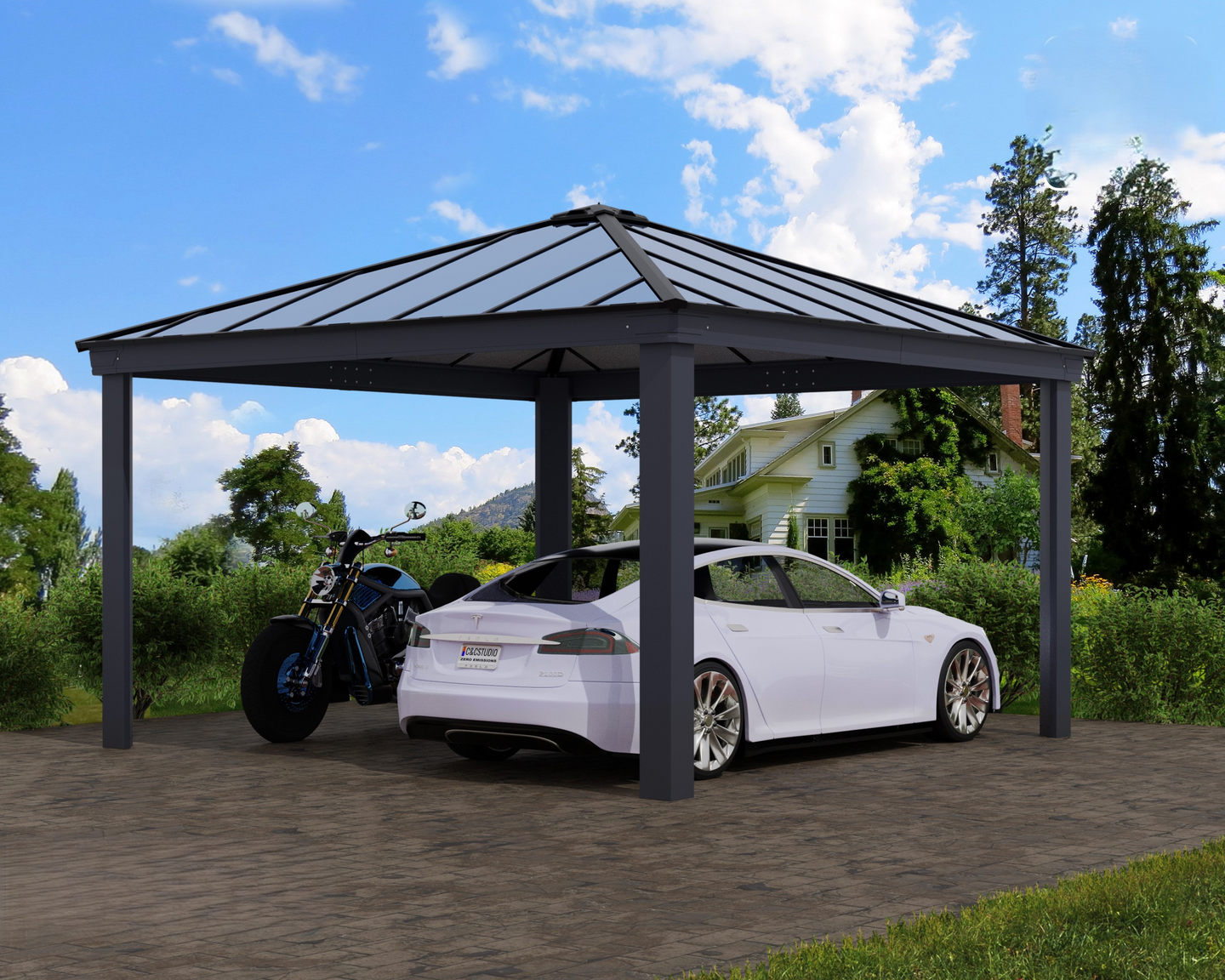 Canopia Colorado tupla-autokatos 4,3x4,3 m, tummanharmaa