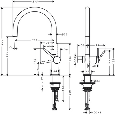 Keittiöhana Hansgrohe 72805340 Talis 220 Pkv H.m.kr
