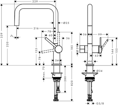 Keittiöhana Hansgrohe 72807340 Talis M54 220U pesukoneventtiili harj.mustakromi
