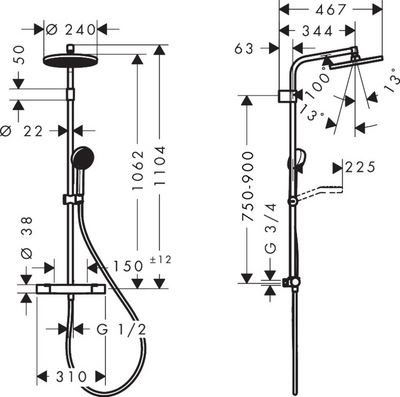 Sadesuihku Hansgrohe 28874000 Activera 240 Eco kromi