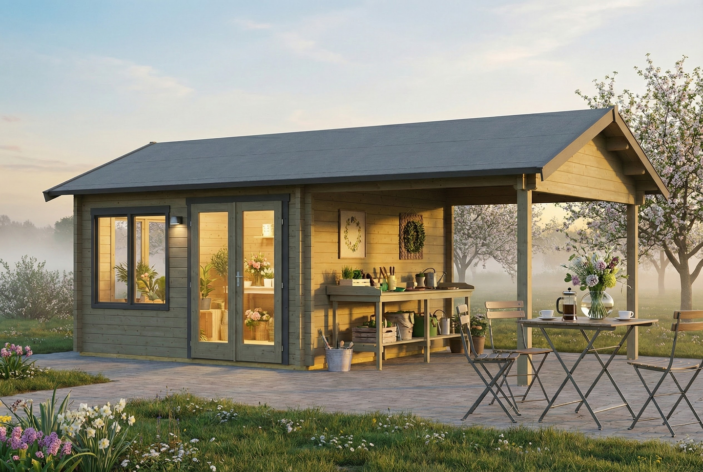 Pihatalo ja katos Vikersund 15,2m2 + 11,4m2