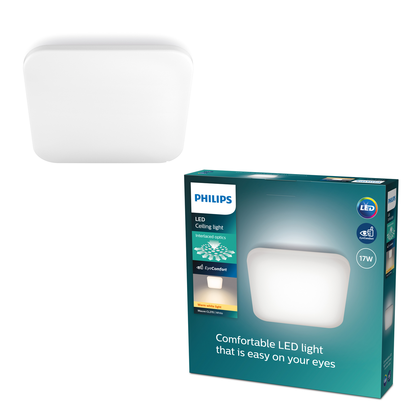 Kattovalaisin Philips Mauve neliö 850lm valkoinen