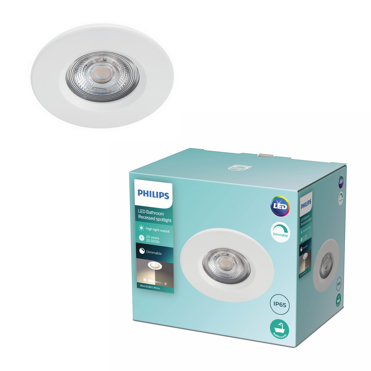 Kohdevalaisin Philips Dive 5W 27K upotettava valkoinen