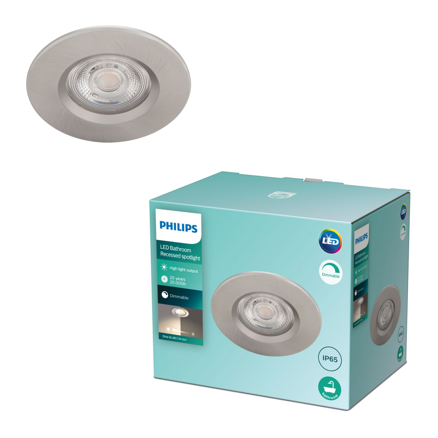 Kohdevalaisin Philips Dive 5W 27K upotettava nikkeli