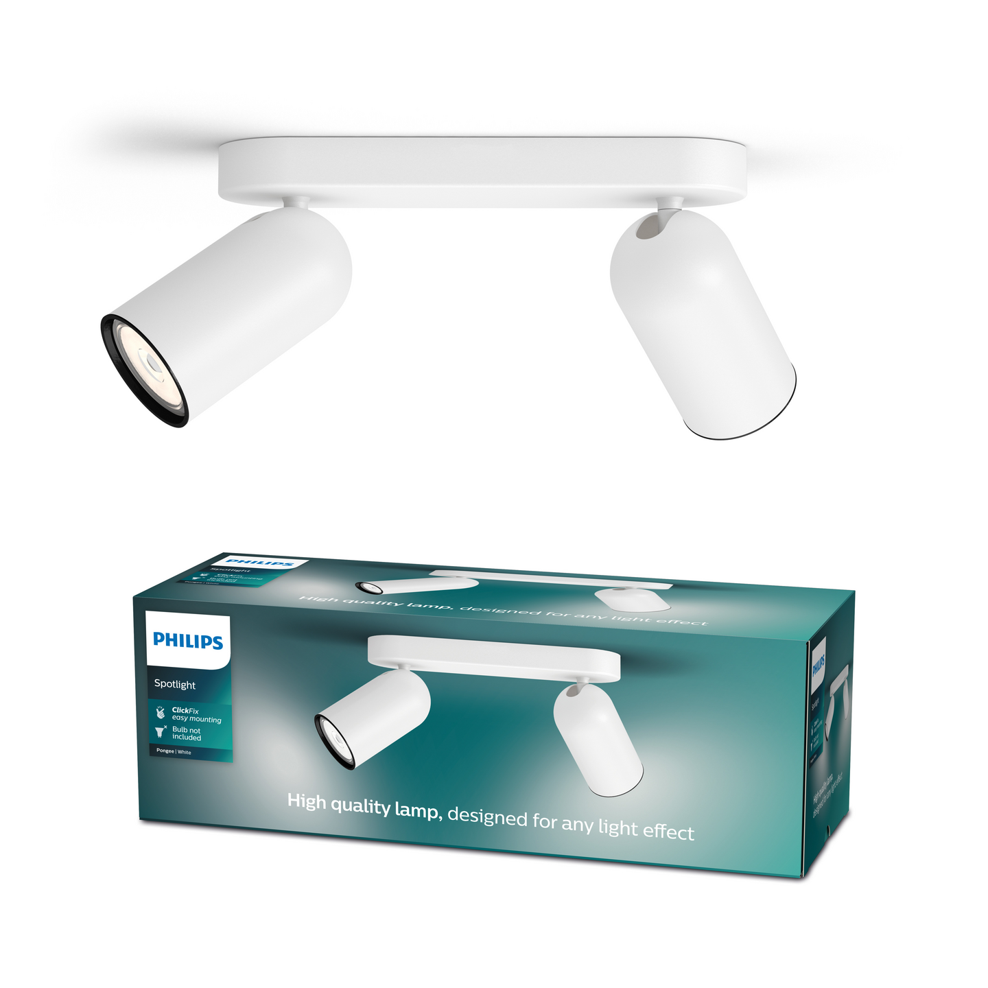Kohdevalaisin Philips Pongee valkoinen 2x