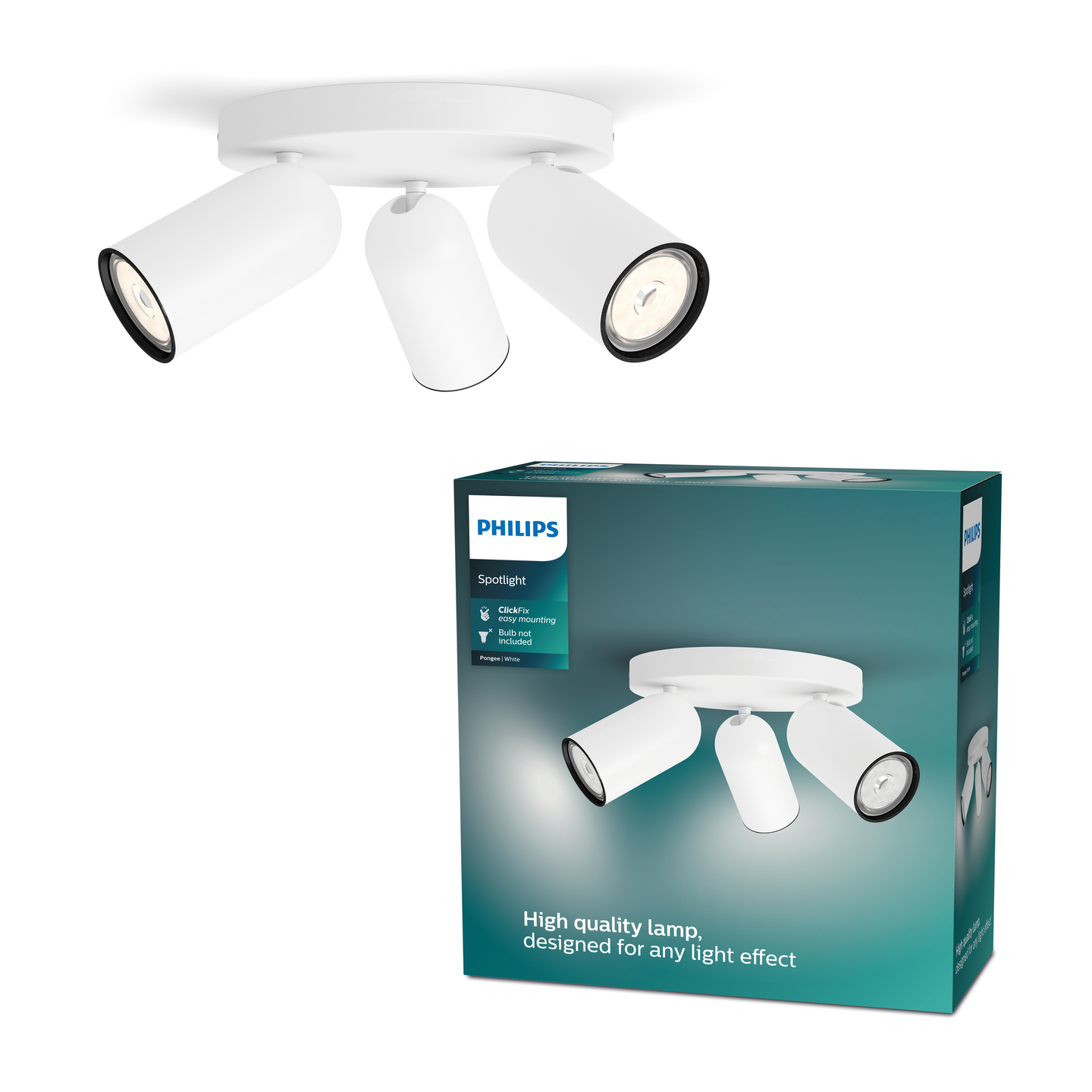Kohdevalaisin Philips Pongee valkoinen 3x