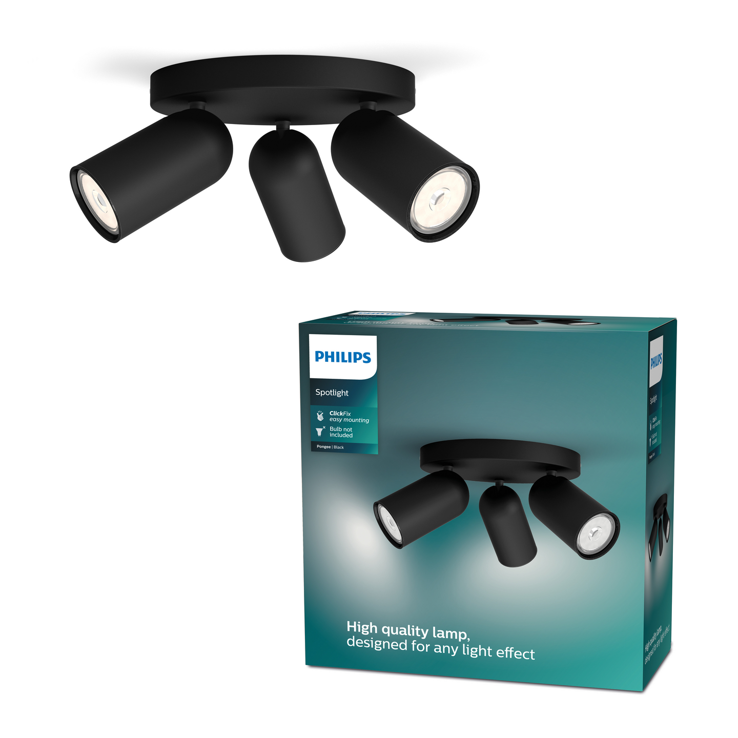Kohdevalaisin Philips Pongee musta 3x