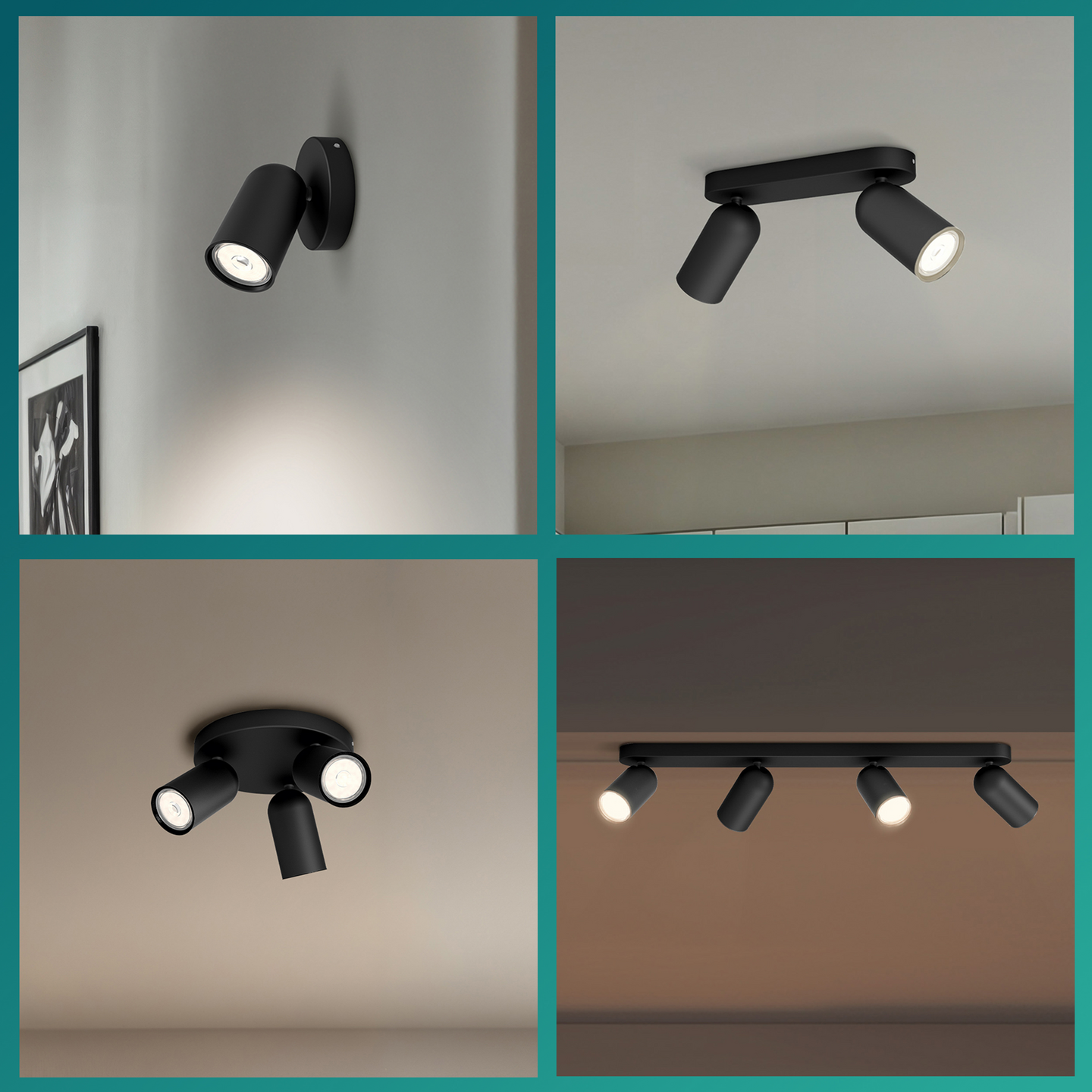 Kohdevalaisin Philips Pongee musta 4x