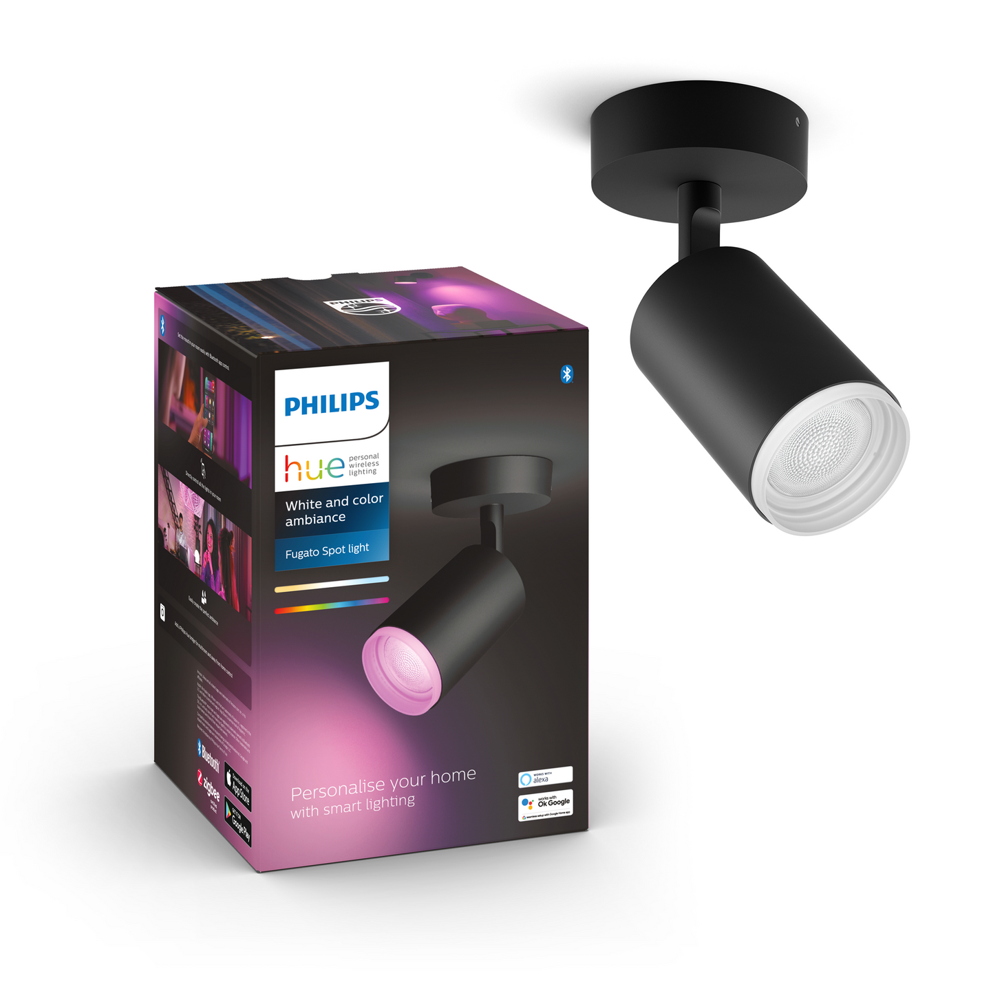 Kohdevalaisin Philips Hue Fugato Musta 1x4.2W 350 LM - 400 LM 2000-6500K