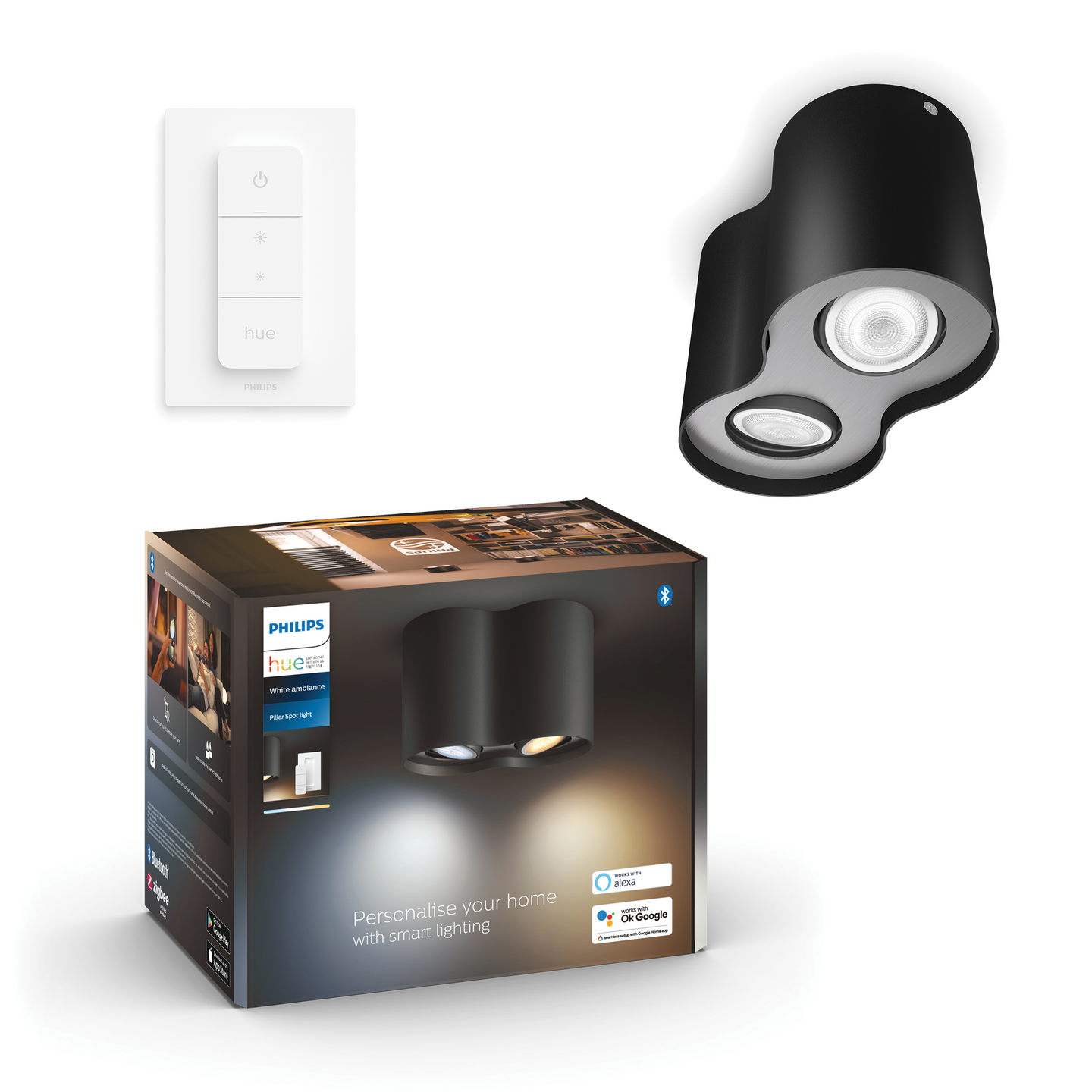 Kohdevalaisin Philips Hue Pillar Musta 2x4.2W 700 LM - 800 LM 2200-6500K