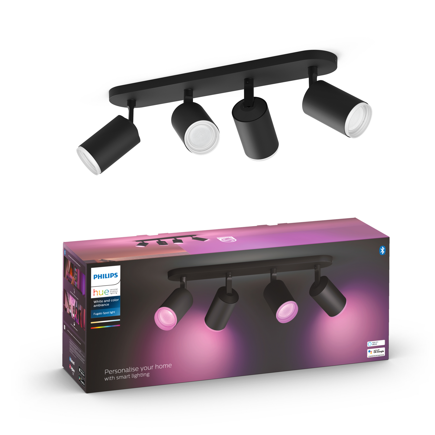 Kohdevalaisin Philips Hue Fugato Musta 4x4.2W 1400 LM - 1600 LM 2000-6500K