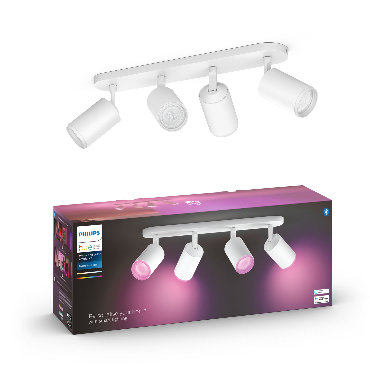 Kohdevalaisin Philips Hue Fugato Valkoinen 4x4.2W 1400 LM - 1600 LM 2000-6500K